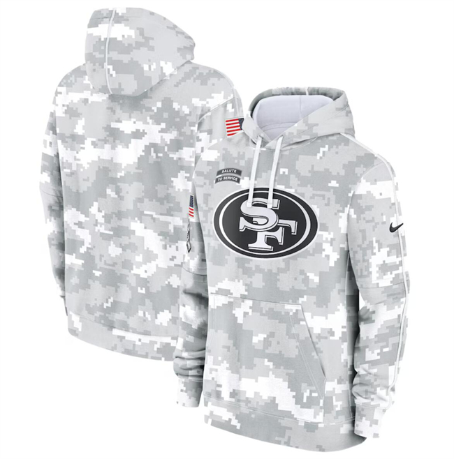 Youth San Francisco 49ers 2024 White Gray Salute To Service Pullover Hoodie