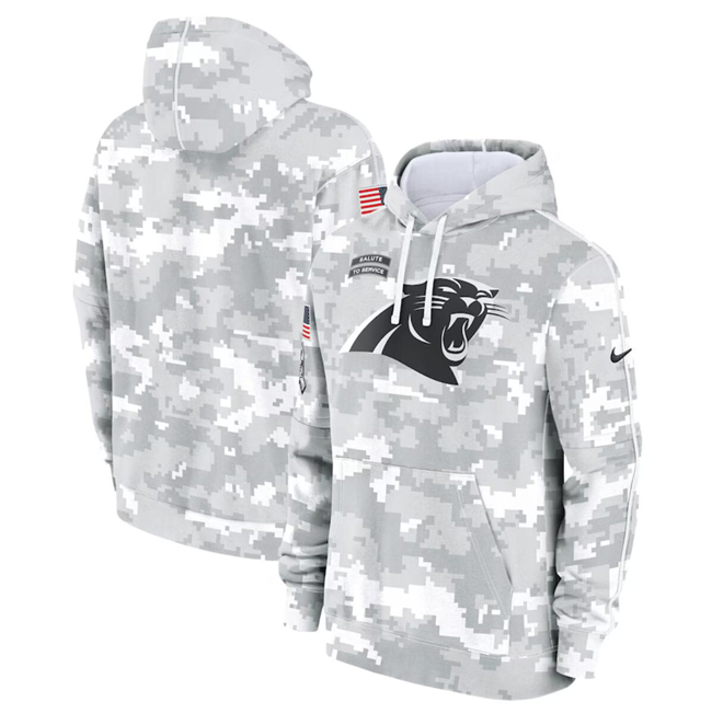 Youth Carolina Panthers 2024 White Gray Salute To Service Pullover Hoodie