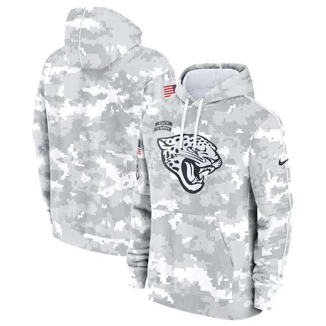 Youth Jacksonville Jaguars 2024 White Gray Salute To Service Pullover Hoodie