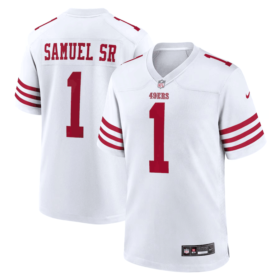 Men's San Francisco 49ers #1 Deebo Samuel White Game Stitched Football Jersey