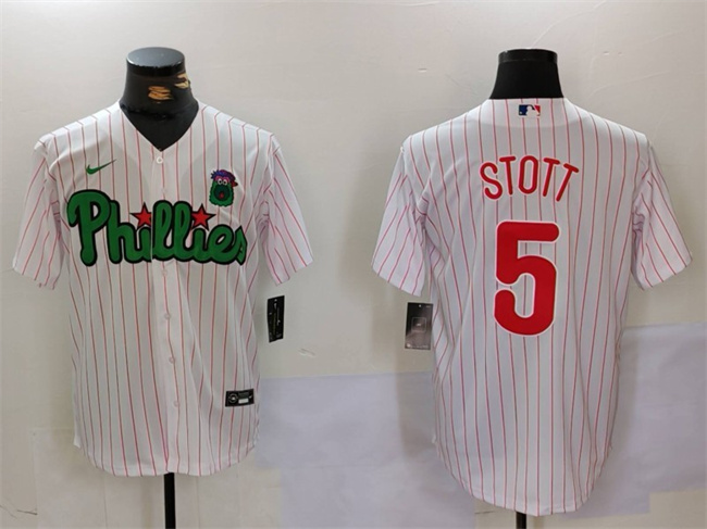 Men's Philadelphia Phillies #5 Bryson Stott White_Green Cool Base Stitched Jersey