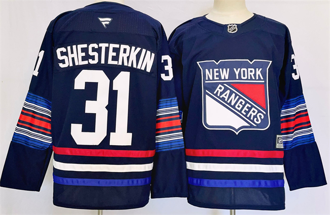 Men's New York Rangers #31 Igor Shesterkin Navy 2024-25 Stitched Hockey Jersey