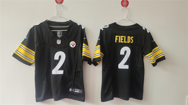 Women's Pittsburgh Steelers #2 Justin Fields F.U.S.E Black Vapor Stitched Football Jersey(Run Small)