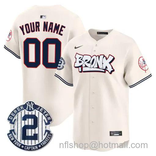 Custom Men's New York Yankees The Bronx Graffiti Cream Vapor Limited Stitched Baseball Jersey