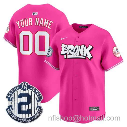 Custom Men's New York Yankees The Bronx Graffiti Pink Vapor Limited Stitched Baseball Jersey