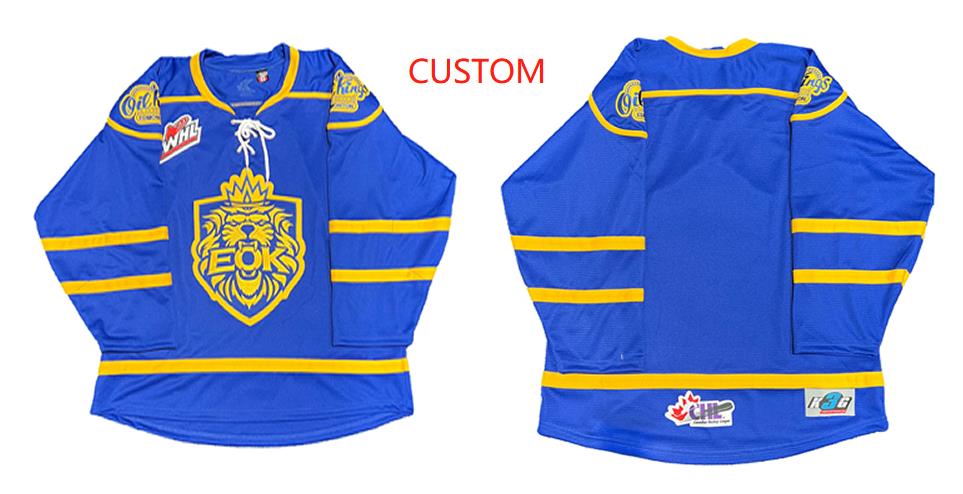 Men's Custom WHL Edmonton Oil Kings Kobe Sportswear Royal Blue Alternate Stitched Hockey Jersey