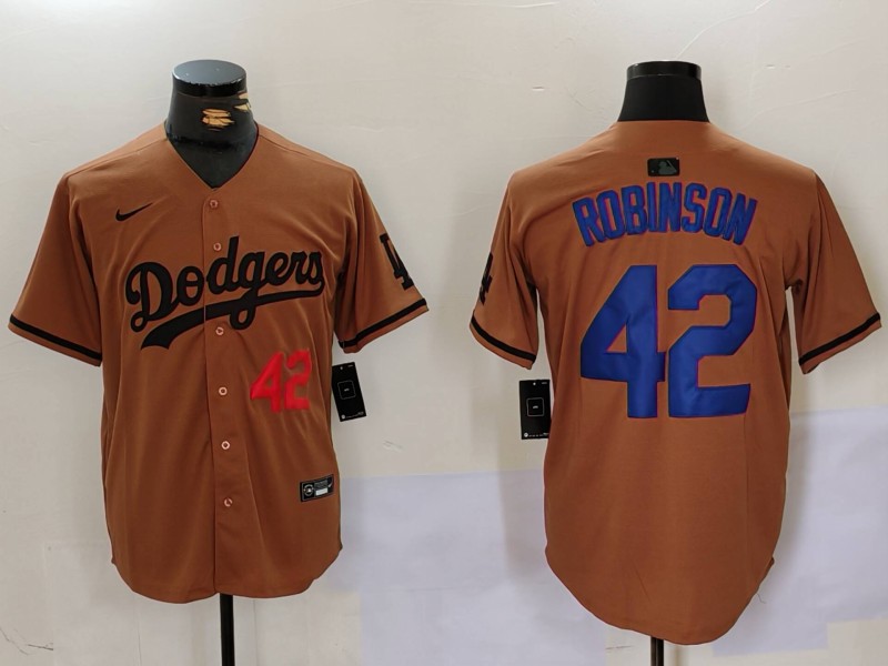 Men's Los Angeles Dodgers #42 Jackie Robinson Number Olive Cool Base Limited Stitched Jersey