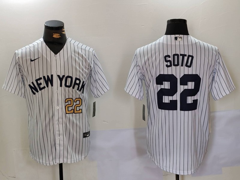 Men's New York Yankees #22 Juan Soto White Cool Base Stitched Baseball Jerseys