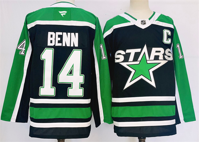 Men's Dallas Stars #14 Jamie Benn Black 2024-25 Reverse Retro Stitched Hockey Jersey