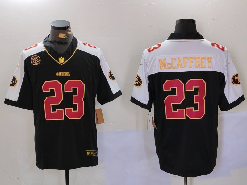 Men's San Francisco 49ers #23 Christian McCaffrey Black F.U.S.E. Mexico With Gate Bridge Patch Vapor Limited Stitched Football Jersey 1