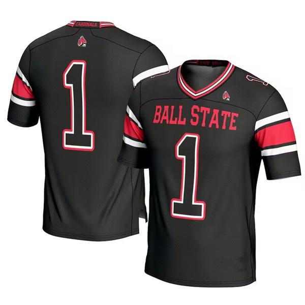 Men's Ball State Cardinals #1 Black Stitched Football Jersey