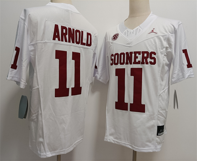 Men's Oklahoma Sooners #11 Jackson Arnold White F.U.S.E Stitched Jersey