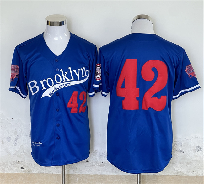 Men's Brooklyn Royal Giants Number 42 1904-1937 Headgear Classics Negro League Stitched Baseball Jersey