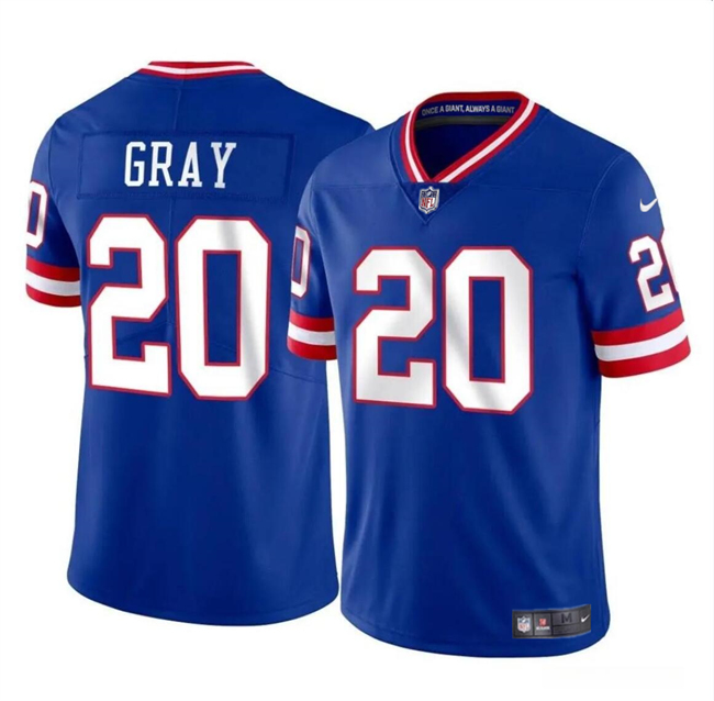 Youth New York Giants #20 Eric Gray Royal 2023 Vapor Throwback Stitched Jersey