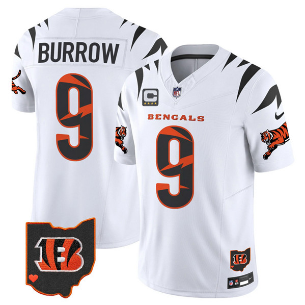 Men's Cincinnati Bengals #9 Joe Burrow White F.U.S.E. With 4-Star C Patch Special Vapor Untouchable Limited Stitched Football Jerseys