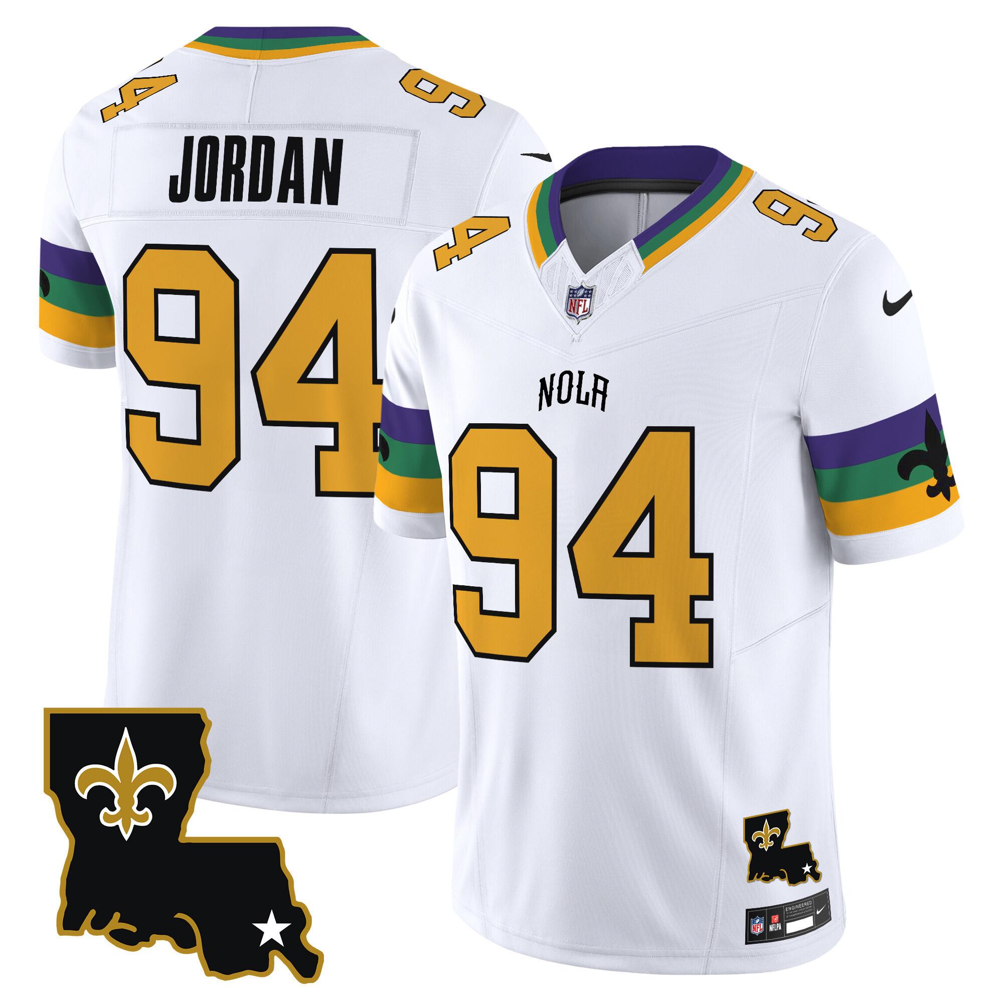 Men's New Orleans Saints #94 Cameron Jordan White 2024 F.U.S.E. Vapor Limited Stitched Jersey