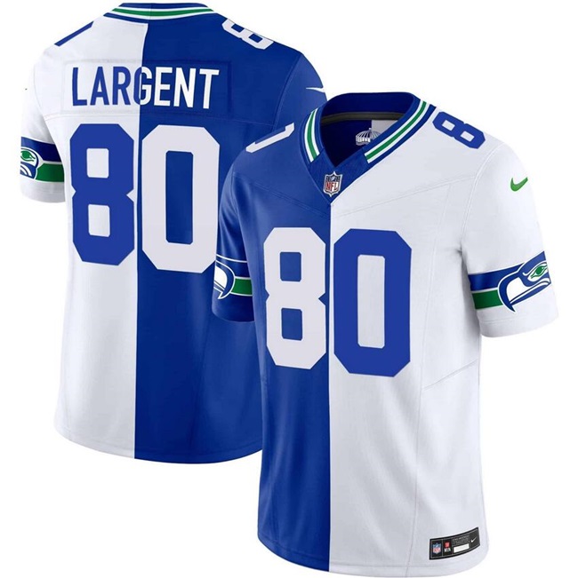 Men's Seattle Seahawks #80 Steve Largent Royal_White Split F.U.S.E. Vapor Throwback Limited Stitched Football Jersey