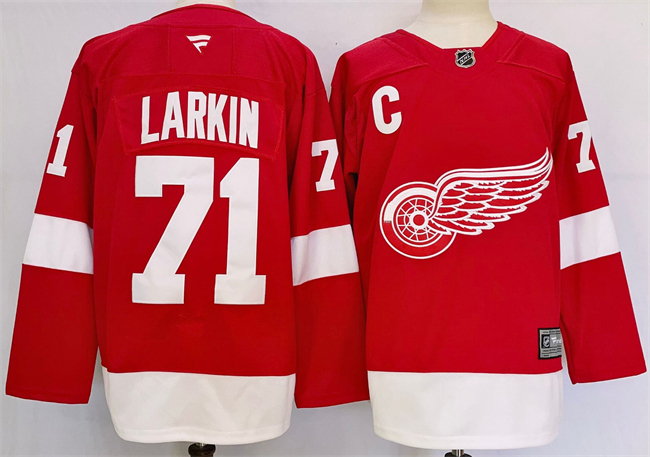 Men's Detroit Red Wings #71 Dylan Larkin Red 2024-25 Stitched Jersey