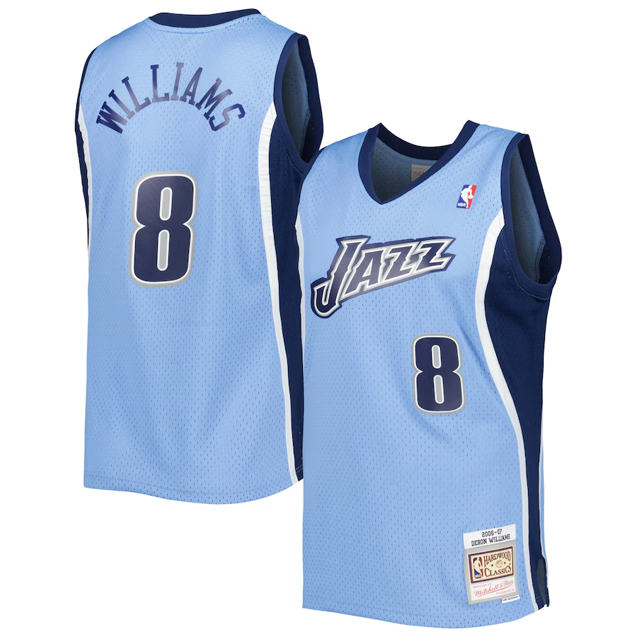 Men's Utah Jazz #8 Deron Williams Blue 2001_02 Hardwood Classics Swingman Basketball Jersey