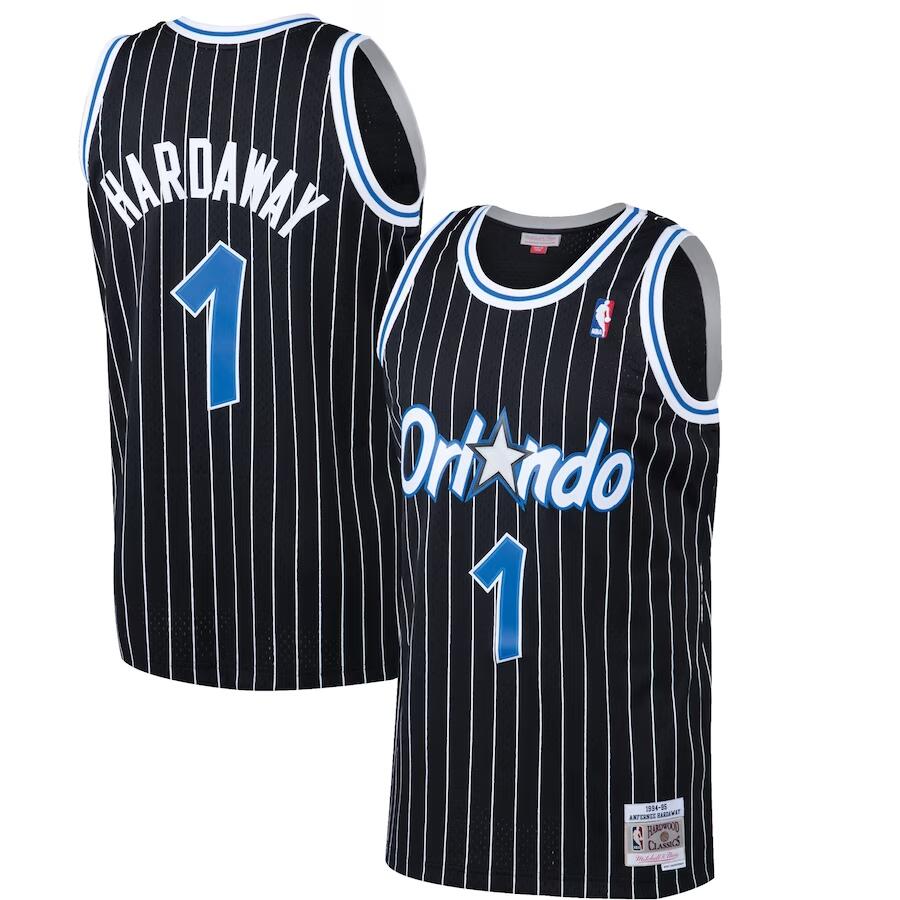 Men's Orlando Magic #1 Penny Hardaway Black Mitchell & Ness 1994-95 Hardwood Classics Swingman Jersey