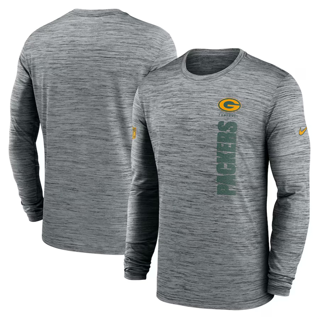 Men's Green Bay Packers Grey 2024 Sideline Team Velocity Performance Long Sleeve T-Shirt