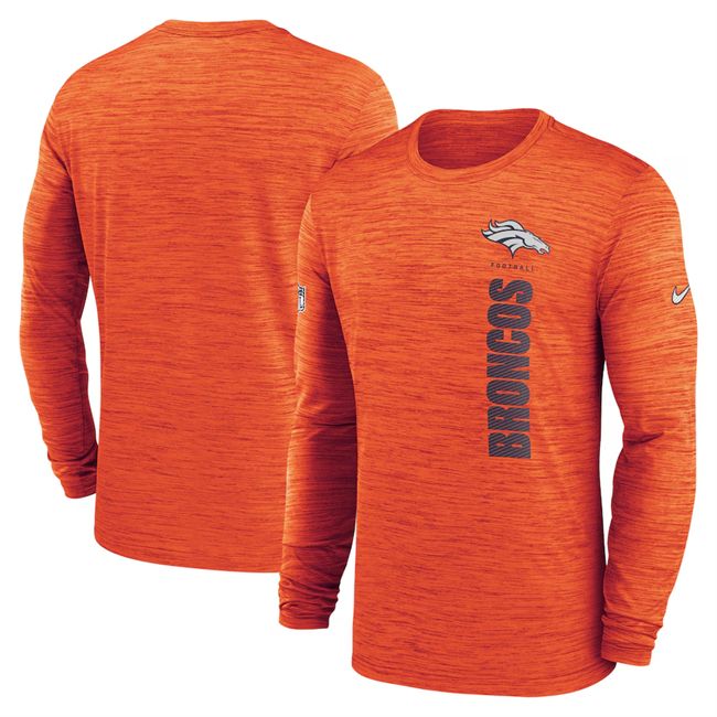 Men's Denver Broncos Orange 2024 Sideline Team Velocity Performance Long Sleeve T-Shirt