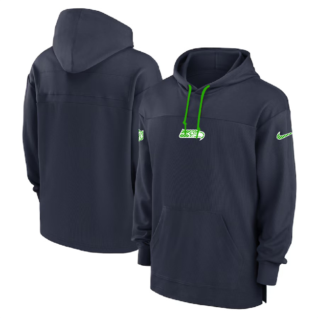 Men's Seattle Seahawks Navy Performance Pullover Hoodie