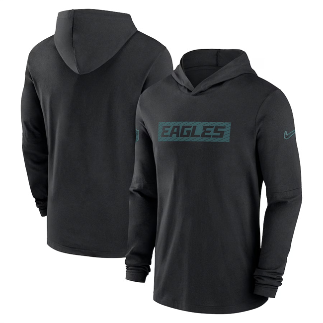 Men's Philadelphia Eagles Black Sideline Performance Hoodie