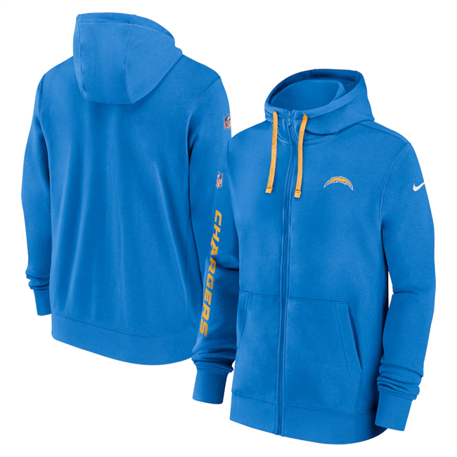 Men's Los Angeles Chargers Blue 2024 Team Full-Zip Hoodie