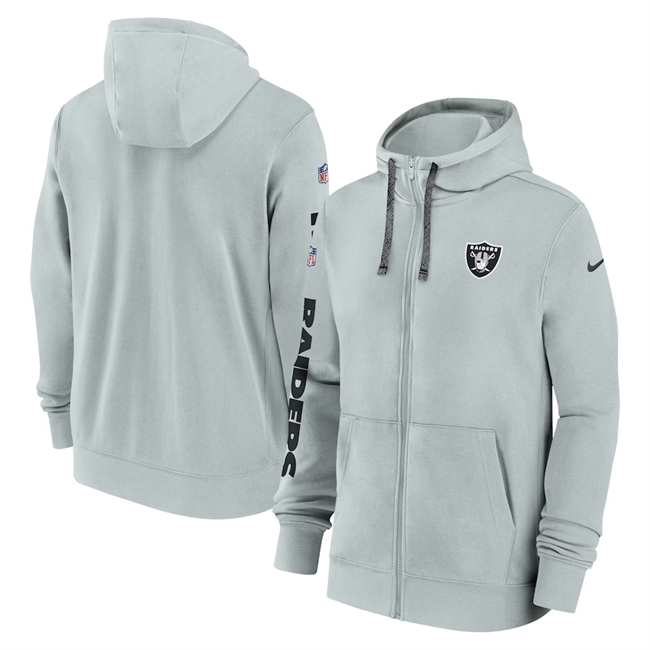 Men's Las Vegas Raiders Grey 2024 Team Full-Zip Hoodie