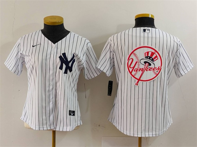 Women's New York Yankees White Team Big Logo Cool Base Stitched Baseball Jersey(Run Small)