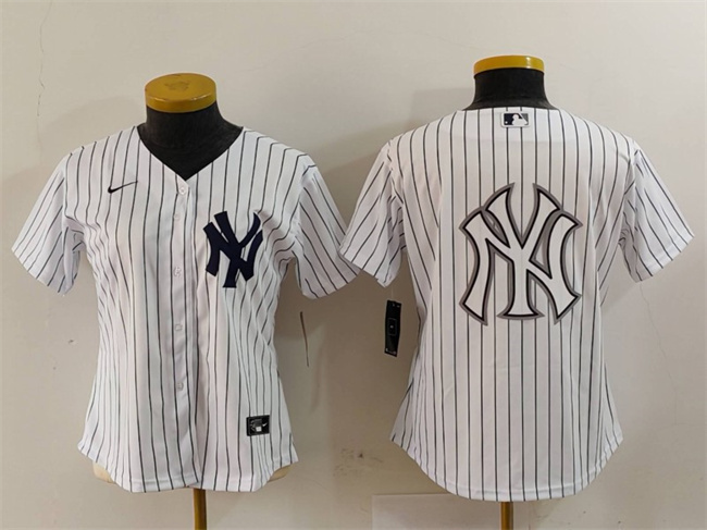 Youth New York Yankees White Team Big Logo Cool Base Stitched Baseball MLB Jersey