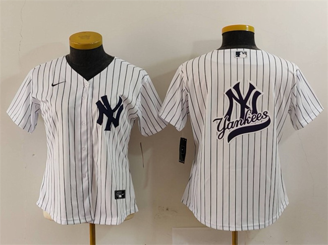 Youth New York Yankees White Team Big Logo Cool Base Stitched Baseball MLB Jerseys