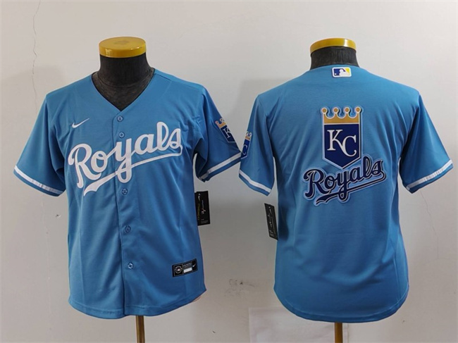 Youth Kansas City Royals Team Big Logo Light Blue Alternate Limited Cool Base Stitched Baseball Jersey