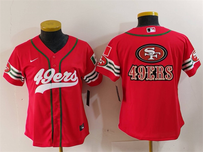 Youth San Francisco 49ers Team Big Logo Red Mexico With Patch Cool Base Stitched Baseball MLB Jersey