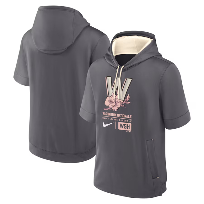 Men's Washington Nationals Grey City Connect Short Sleeve Pullover Hoodie