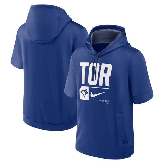 Men's Toronto Blue Jays Royal Tri Code Lockup Short Sleeve Pullover Hoodie