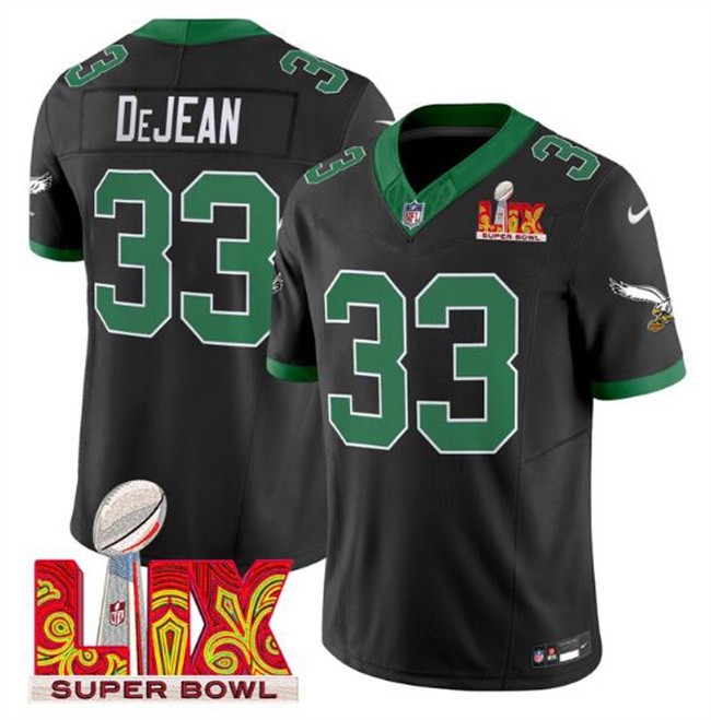 Men's Philadelphia Eagles #33 Cooper DeJean Black 2025 Super Bowl LIX Patch F.U.S.E. Vapor Untouchable Limited Stitched Football Jerseys