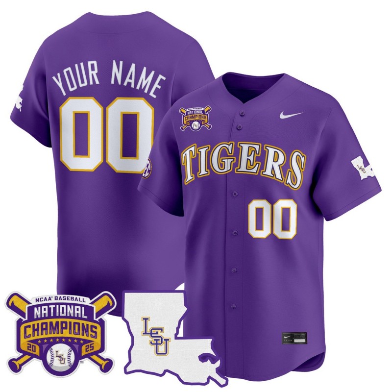 LSU Tigers Custom 2025 College World Series Champions Nike  Limited Baseball Jersey Purple - All Stitched