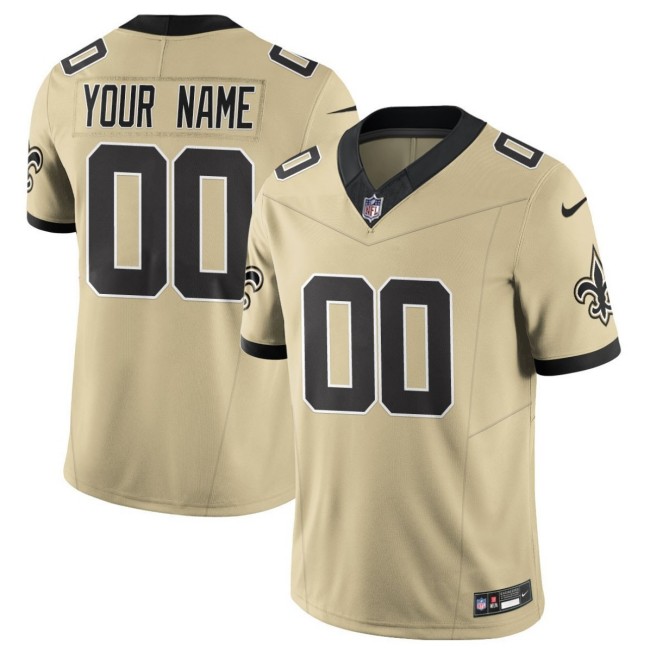 Nike New Orleans Saints Custom 'Gameday Golds' 2025 F.U.S.E. Alternate Vapor Limited Stitched NFL Football Jersey - Gold