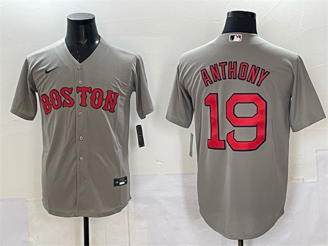 Men's Boston Red Sox #19 Roman Anthony Gray Cool Base Stitched Baseball Jersey