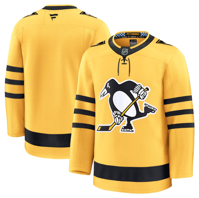 Men's Pittsburgh Penguins Blank Gold 2025 Alternate Stitched Hockey Jersey