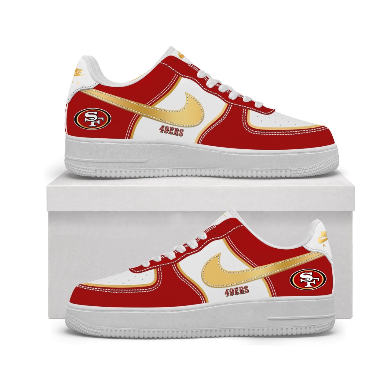 San Francisco 49ers Red Gold White AF1 Shoes San Francisco 49ers Red Gold White AF1 Shoes