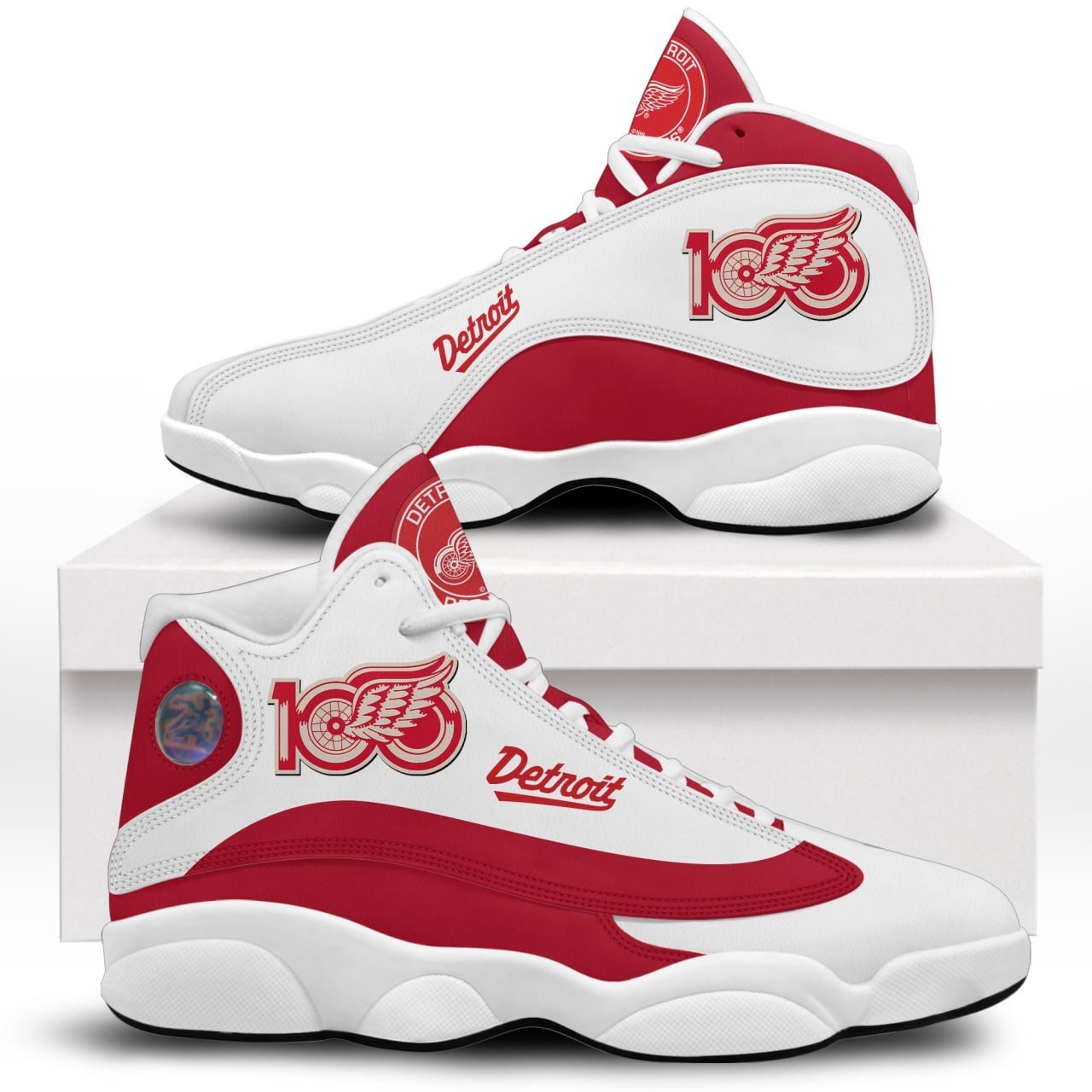 Detroit Red Wings 100th Red White AJ13 Shoes