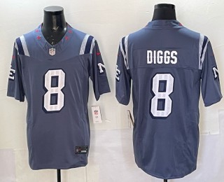 Men's New England Patriots #8 Stefon Diggs Storm Blue F.U.S.E. 2025 Vapor Limited Stitched Jersey