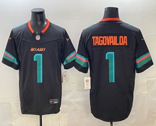 Men's Miami Dolphins #1 Tua Tagovailoa Dark Waters Nike 'Rivalries' 2025 F.U.S.E. Vapor Limited Jersey