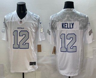 Men's Buffalo Bills #12 Jim Kelly 2025 Rivalries Vapor F.U.S.E. Limited Stitched Jersey White