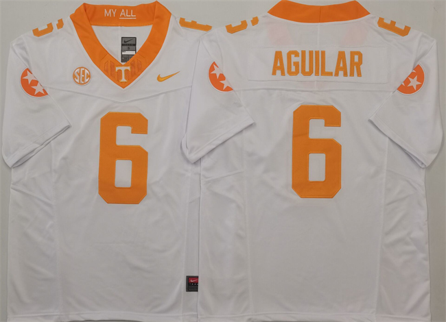 Men's Tennessee Volunteers #6 Joey Aguilar White 2025 F.U.S.E. Stitched Jerseys