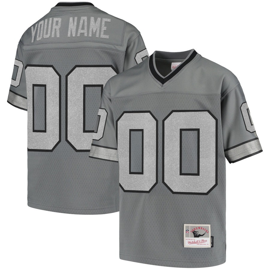 Men's Buffalo Bills Custom Charcoal Throwback Stitched Jersey