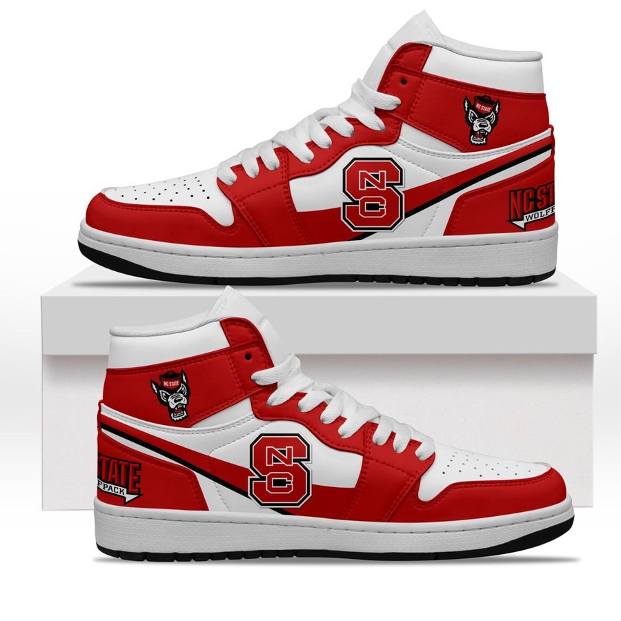NC State Wolfpack Red AJ1 High Sneaker Shoes